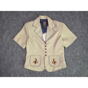 Signature Gordon & James Blazer Womens Medium Tan Horse‎ Embroidery Western NWT